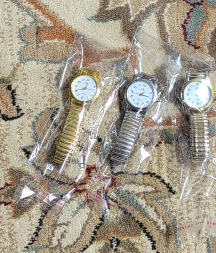 Three Ladies' Expansion Band Watches - Gold Tone, Silver Tone