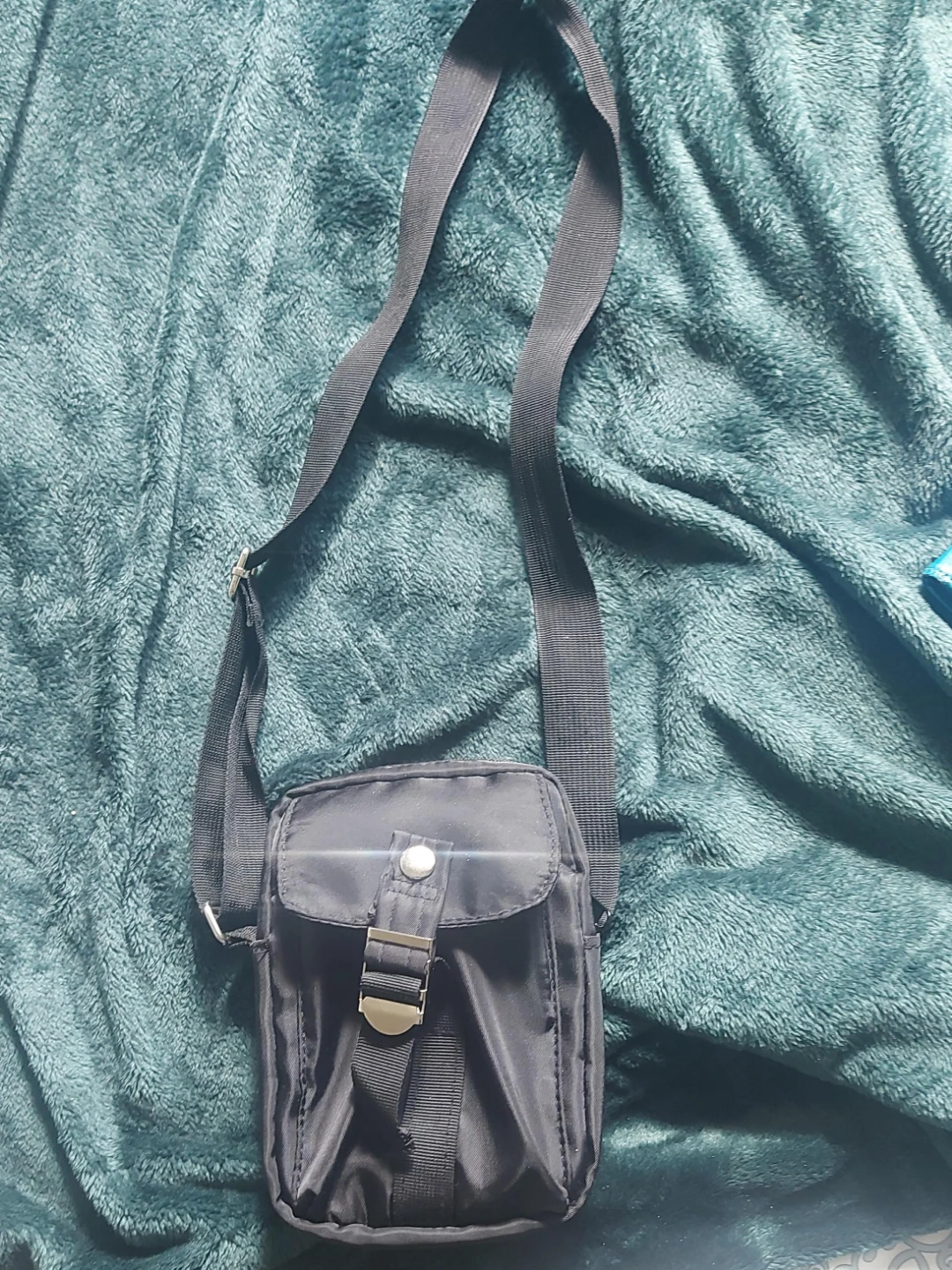Black Shoulder Bag with Buckle Closure