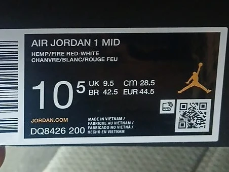 Air Jordan 1 Mid "Hemp/Fire Red-White" Men's Shoes Size 10.5