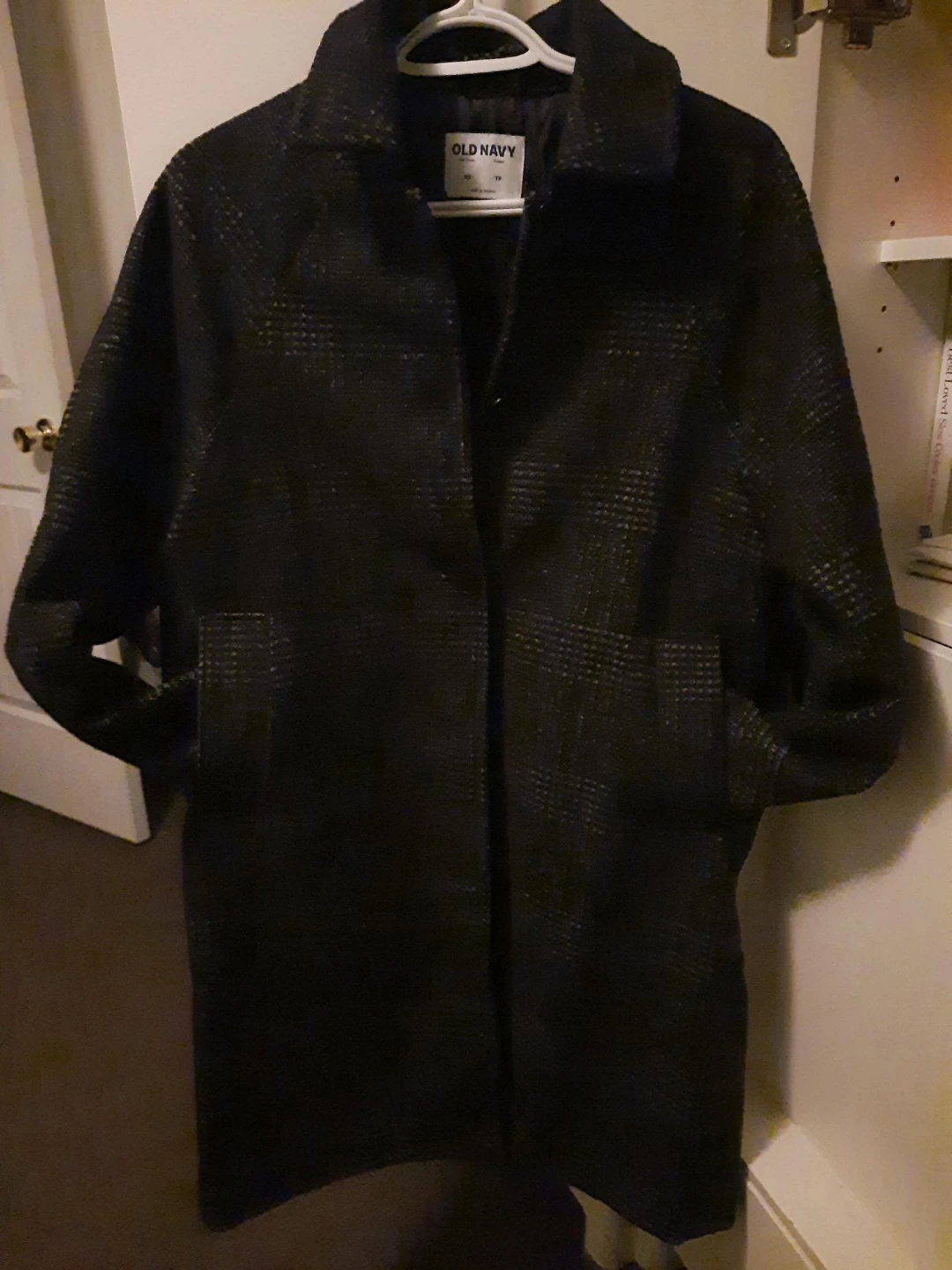 Old Navy Black Plaid Coat - XS