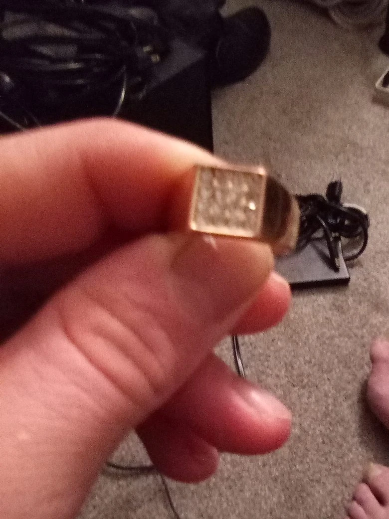 Square Signet Ring with Clear Stones