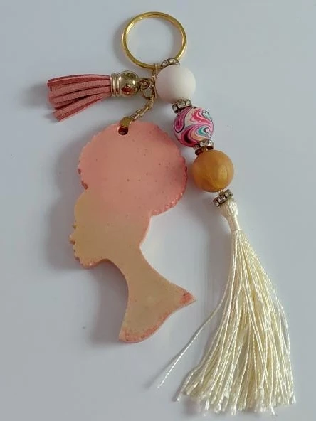 Handmade "Afro Lady" Silhouette Keychain