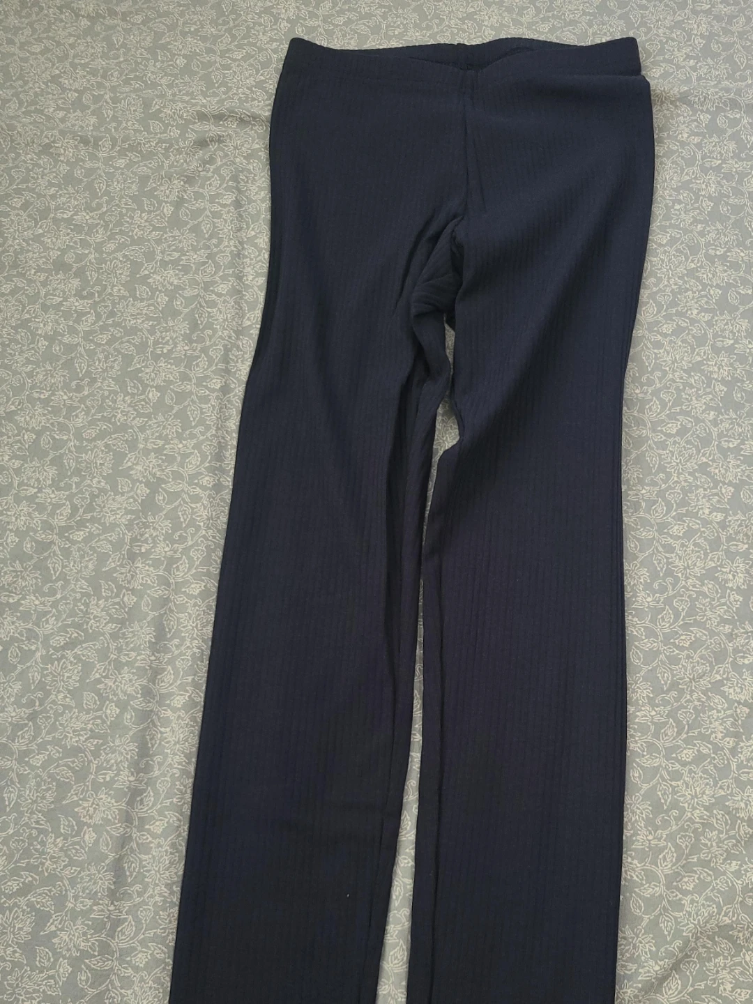 Navy Blue Ribbed Bell Bottom Pants