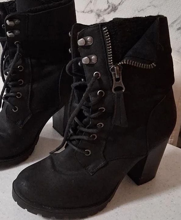 Call It Spring Black Lace-Up Heeled Boots