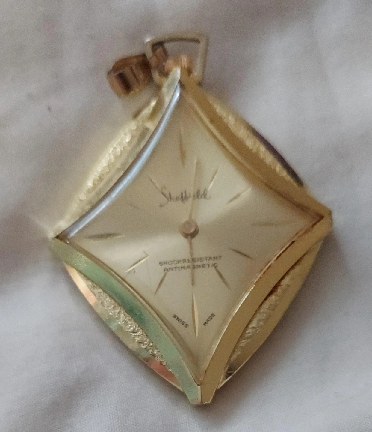 Sheffield Diamond Shape Pendant Watch - Gold Tone