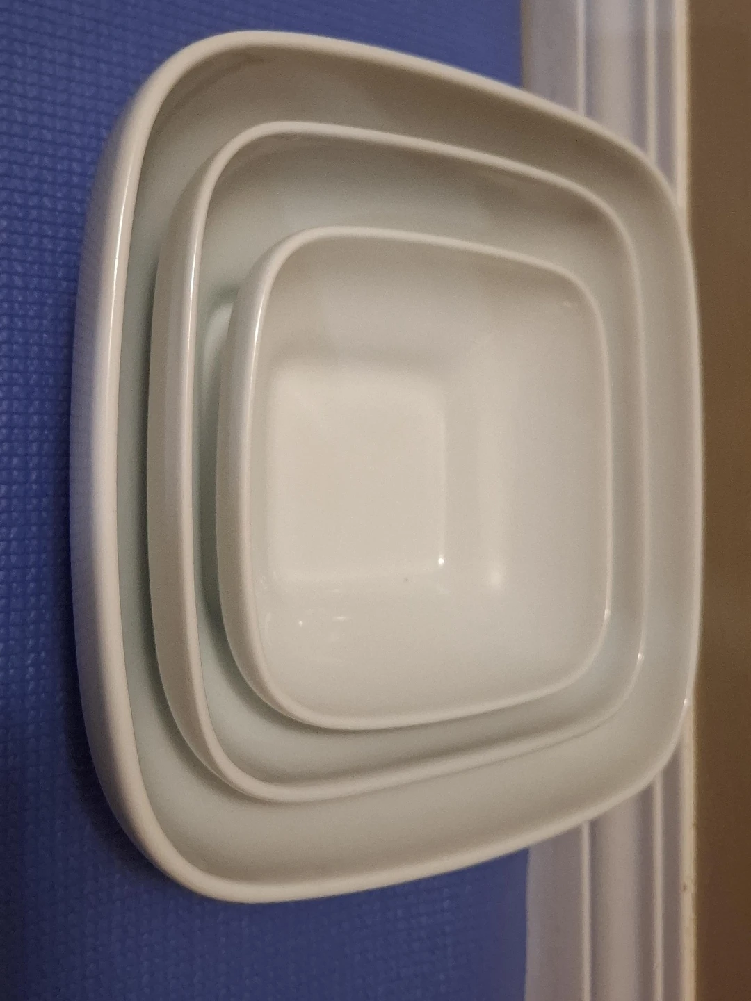 Set of 3 White Square Serving Bowls