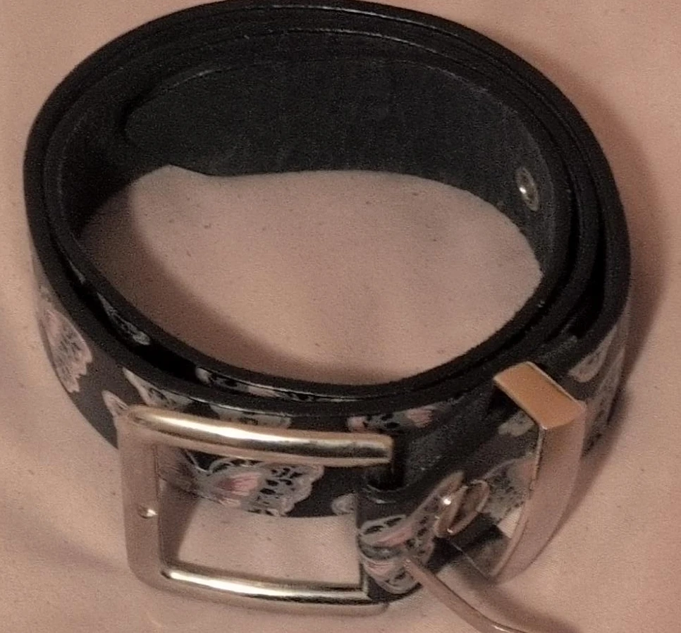 Black Belt with Butterfly Design