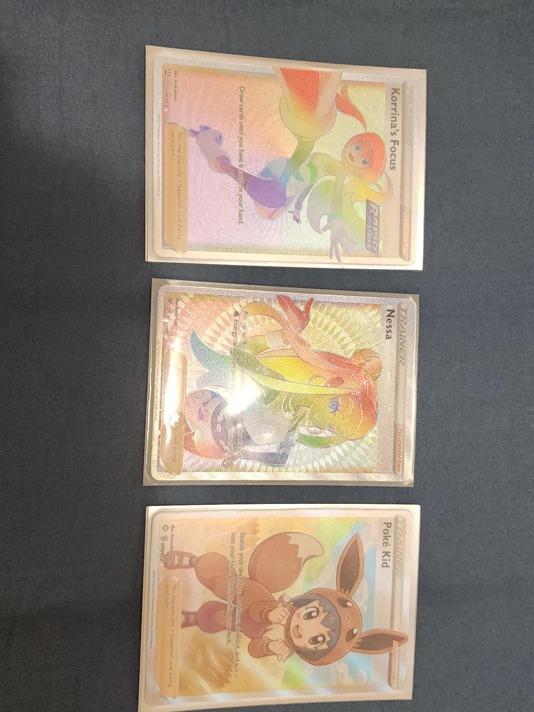 Pokémon TCG Trainer Cards (Poke Kid, Nessa, Korrina's Focus)