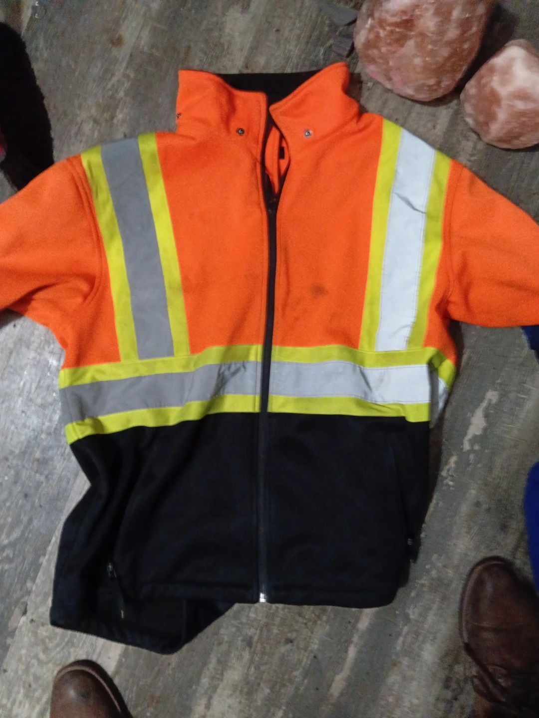 Orange and Black High-Visibility Fleece Jacket