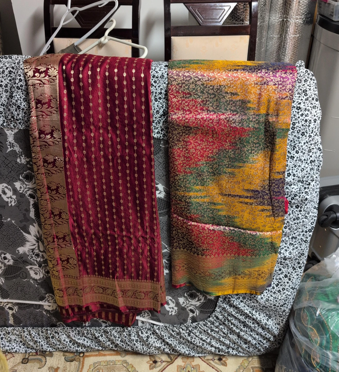 Two Women's Saree- Red and Multi-Coloured only saree  $15 each