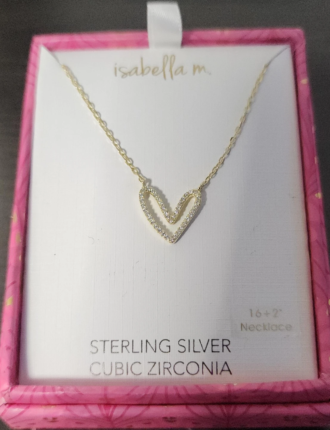 Isabella M. Sterling Silver Cubic Zirconia Heart Necklace