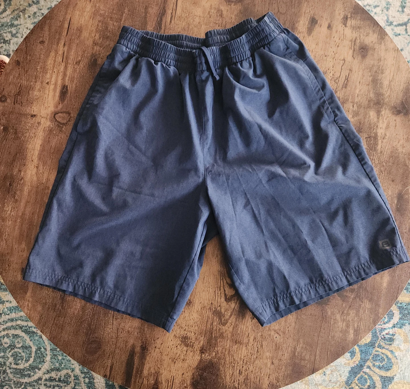 Blue Elastic Waist Shorts