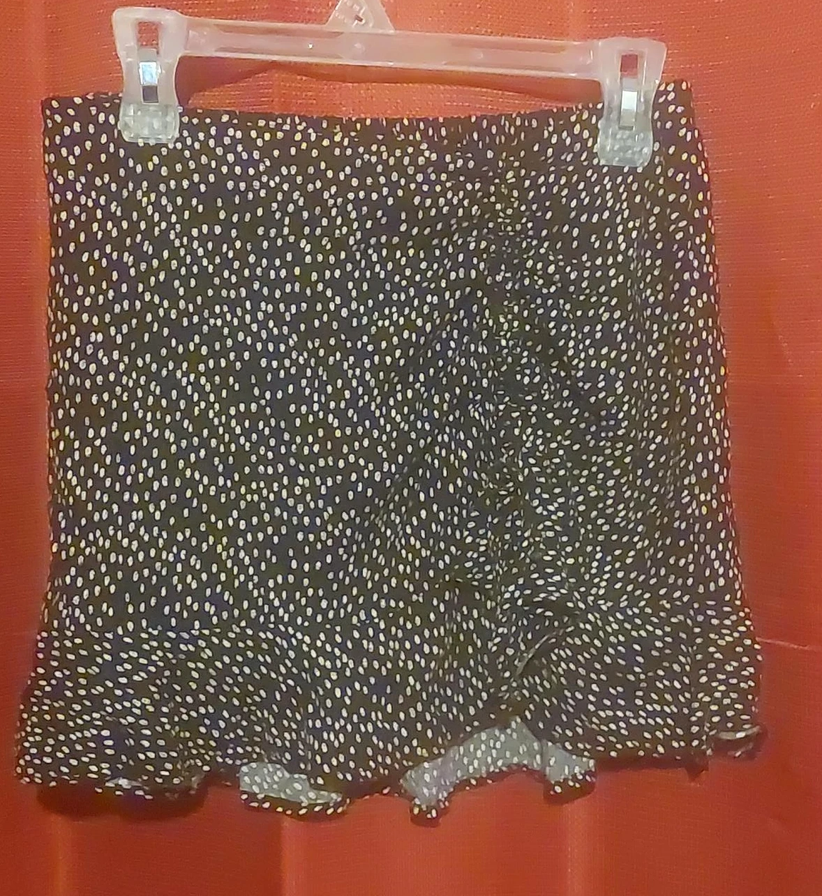 Black & White Polka Dot Ruffle Mini Skirt