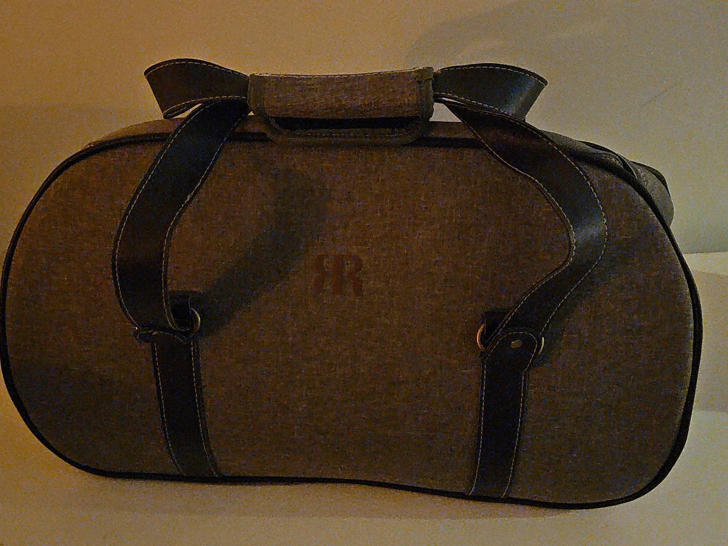 Brown and Black Duffle Bag with RR Monogram