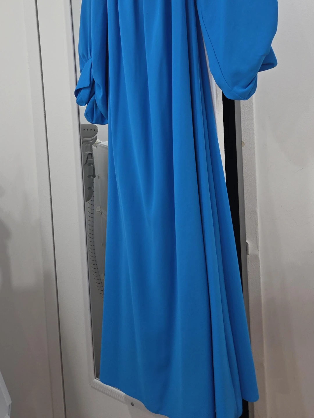 Blue Maxi Dress with Puff Sleeves