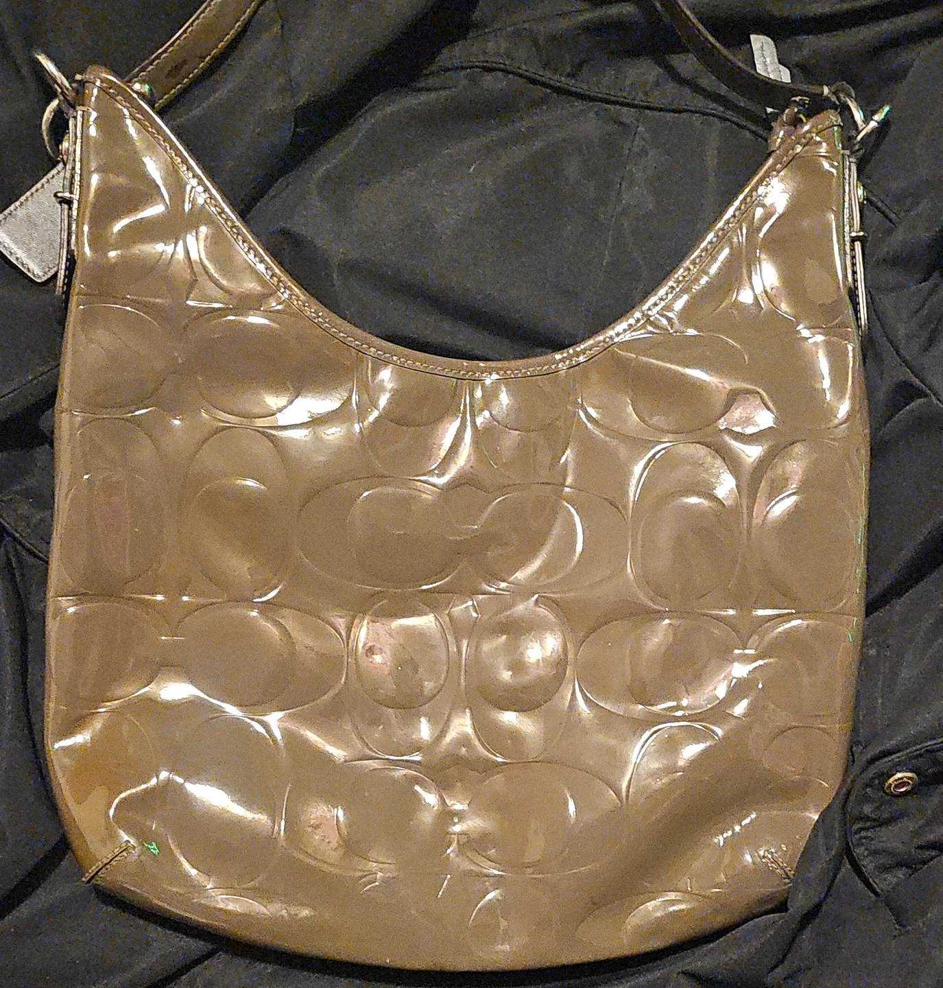 Coach Signature Patent Leather Hobo Bag
