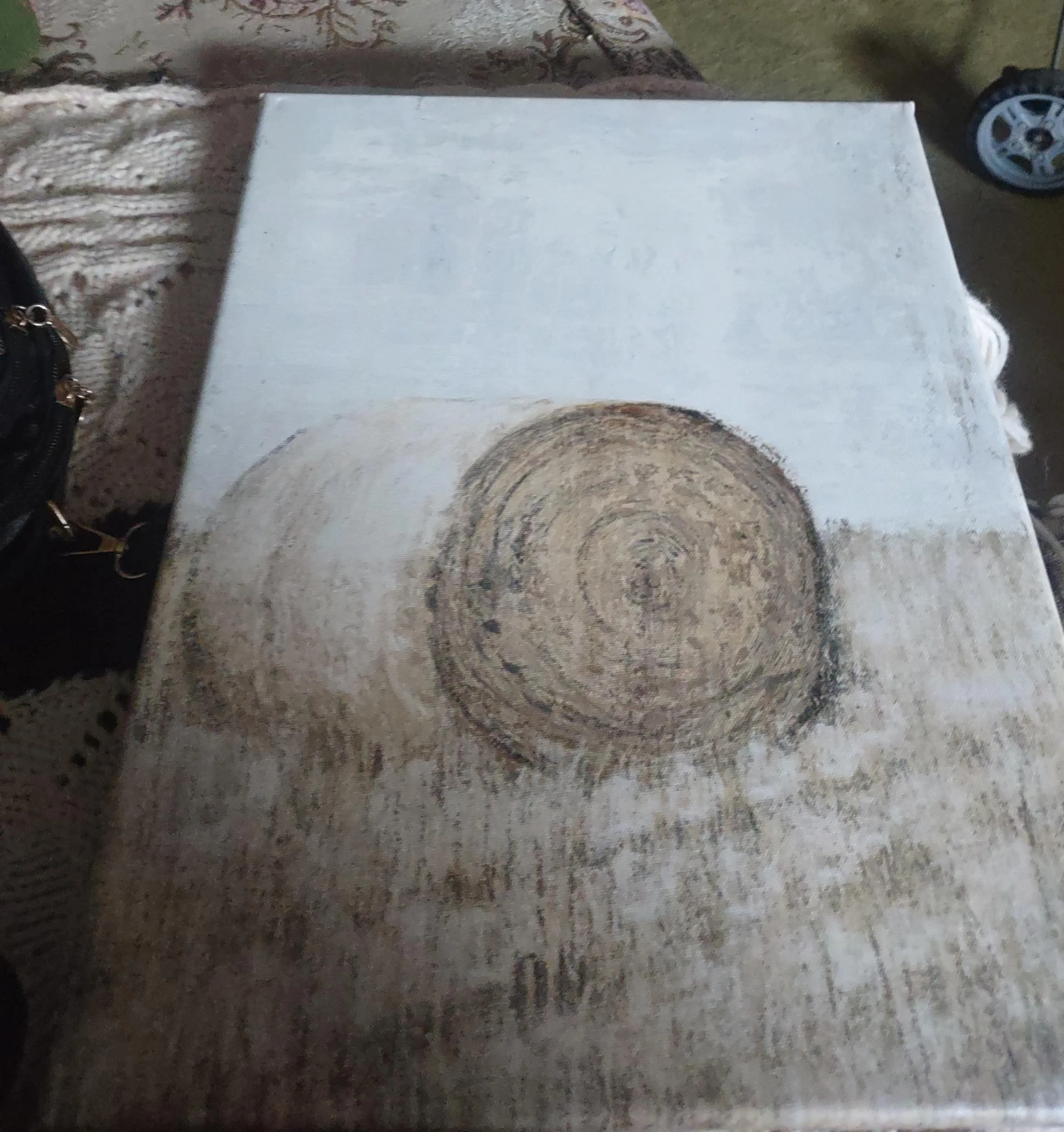 Canvas Painting of a Hay Bale