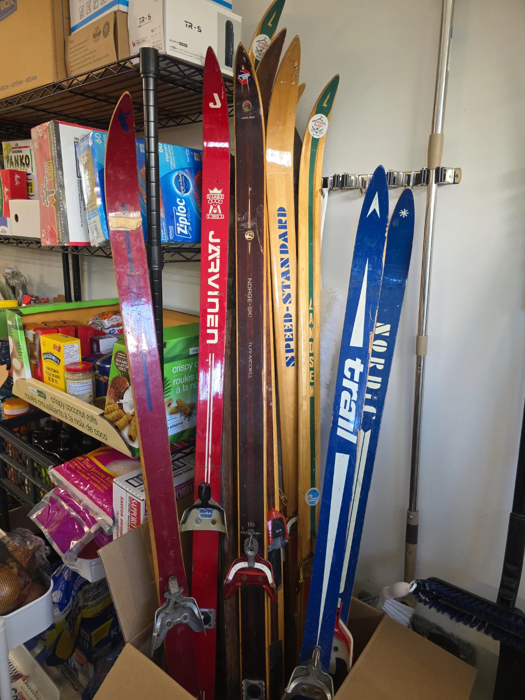 Collection of Vintage Wooden Skis