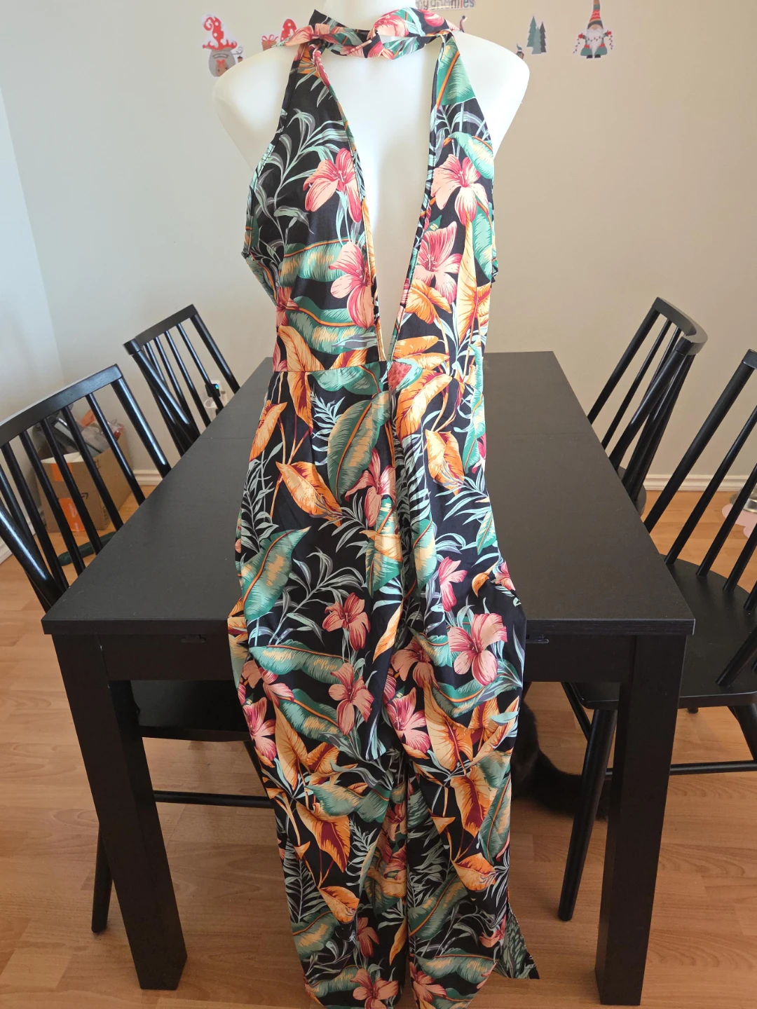 Women's Tropical Print Halter Jumpsuit