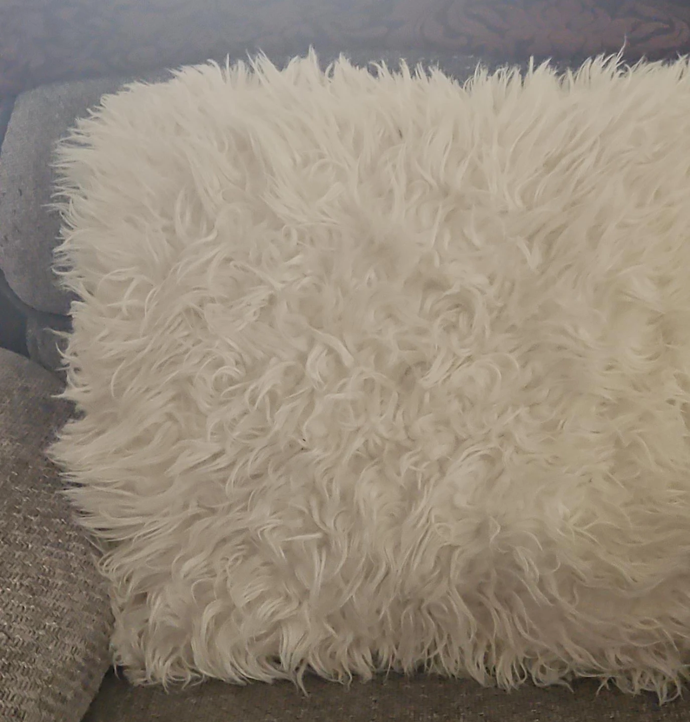 White Shaggy Throw Pillow