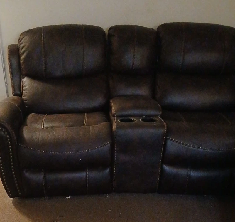 Dark Brown Double Recliner with Center Console