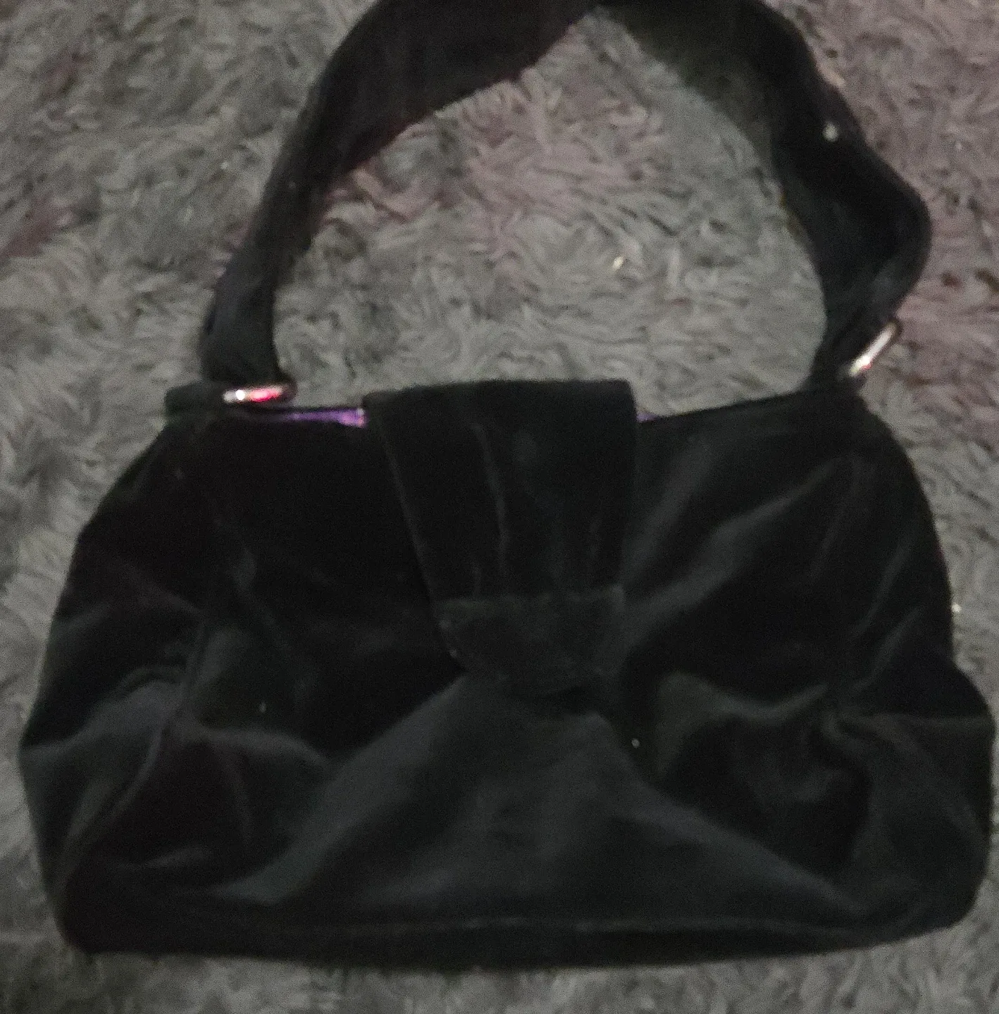 Mini Black Velvet Shoulder Bag