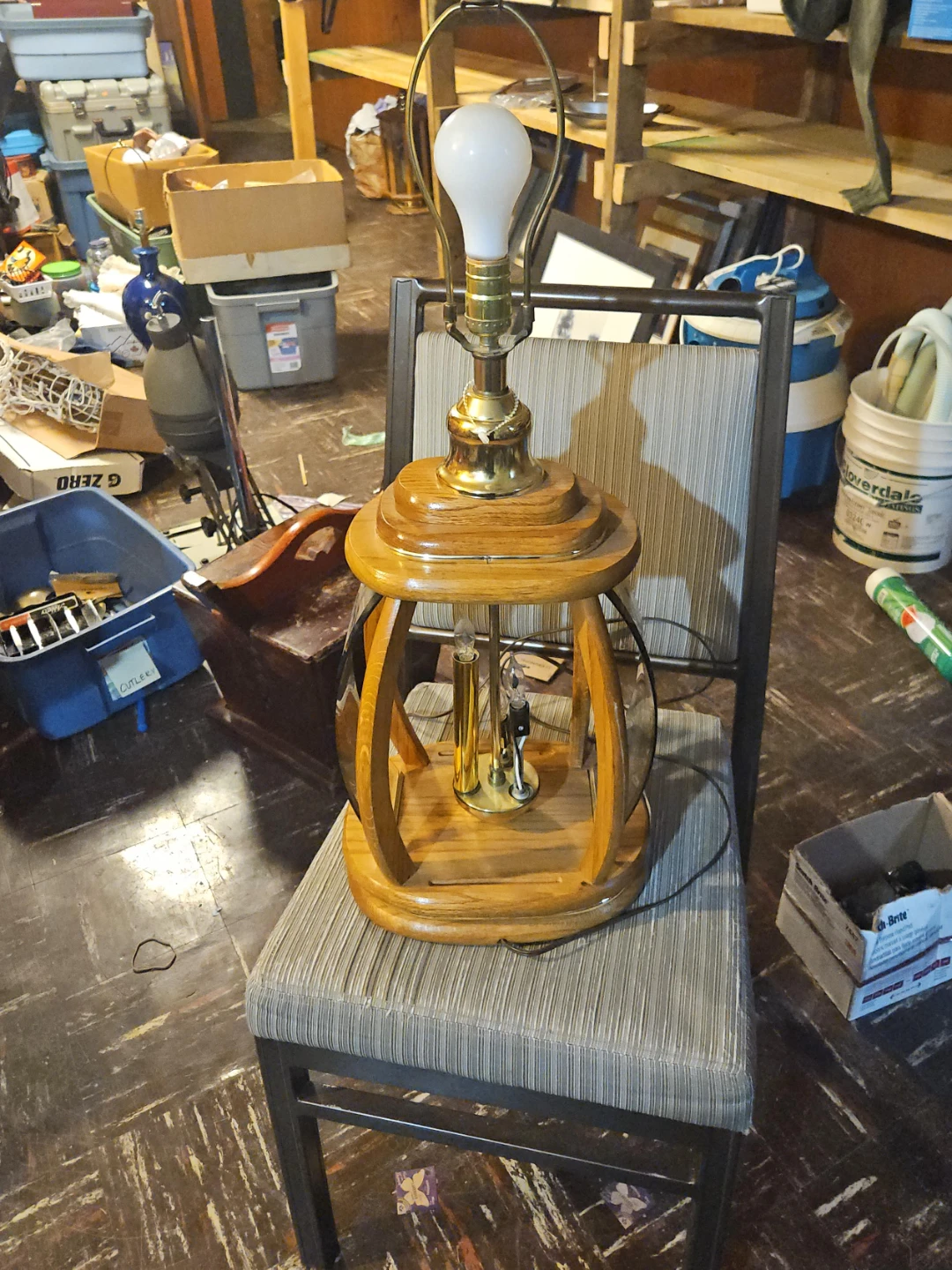 Vintage Wooden Lantern Style Table Lamp