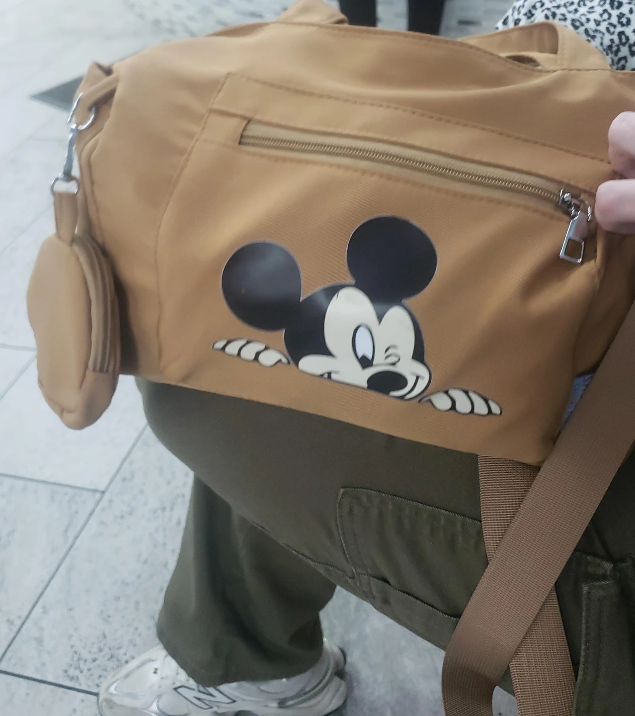 Brown Mickey Mouse Tote Bag with Coin Pouch