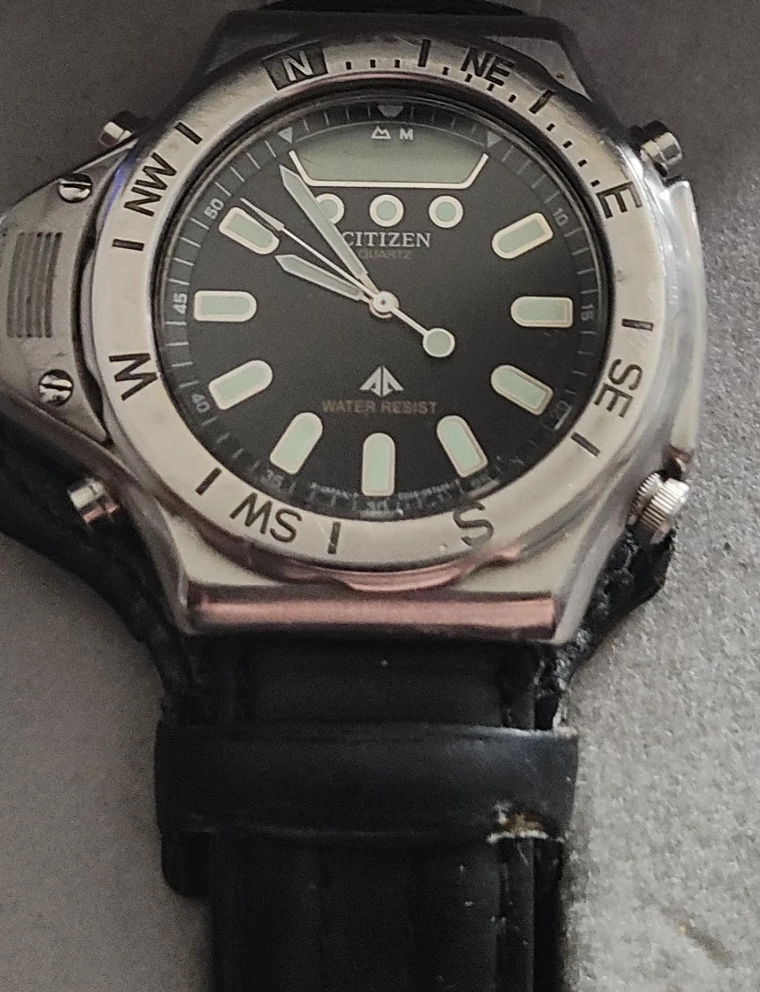 Citizen Quartz Water Resist Watch with Black Leather Band