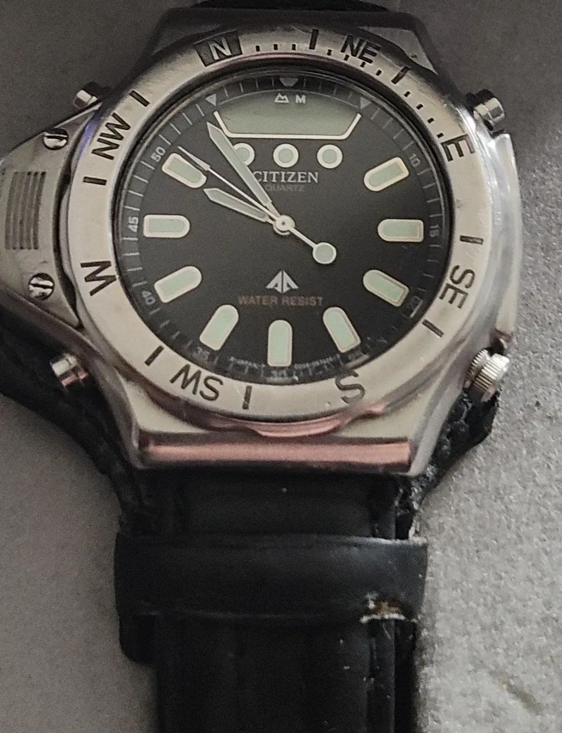 Citizen Quartz Water Resist Watch with Black Leather Band