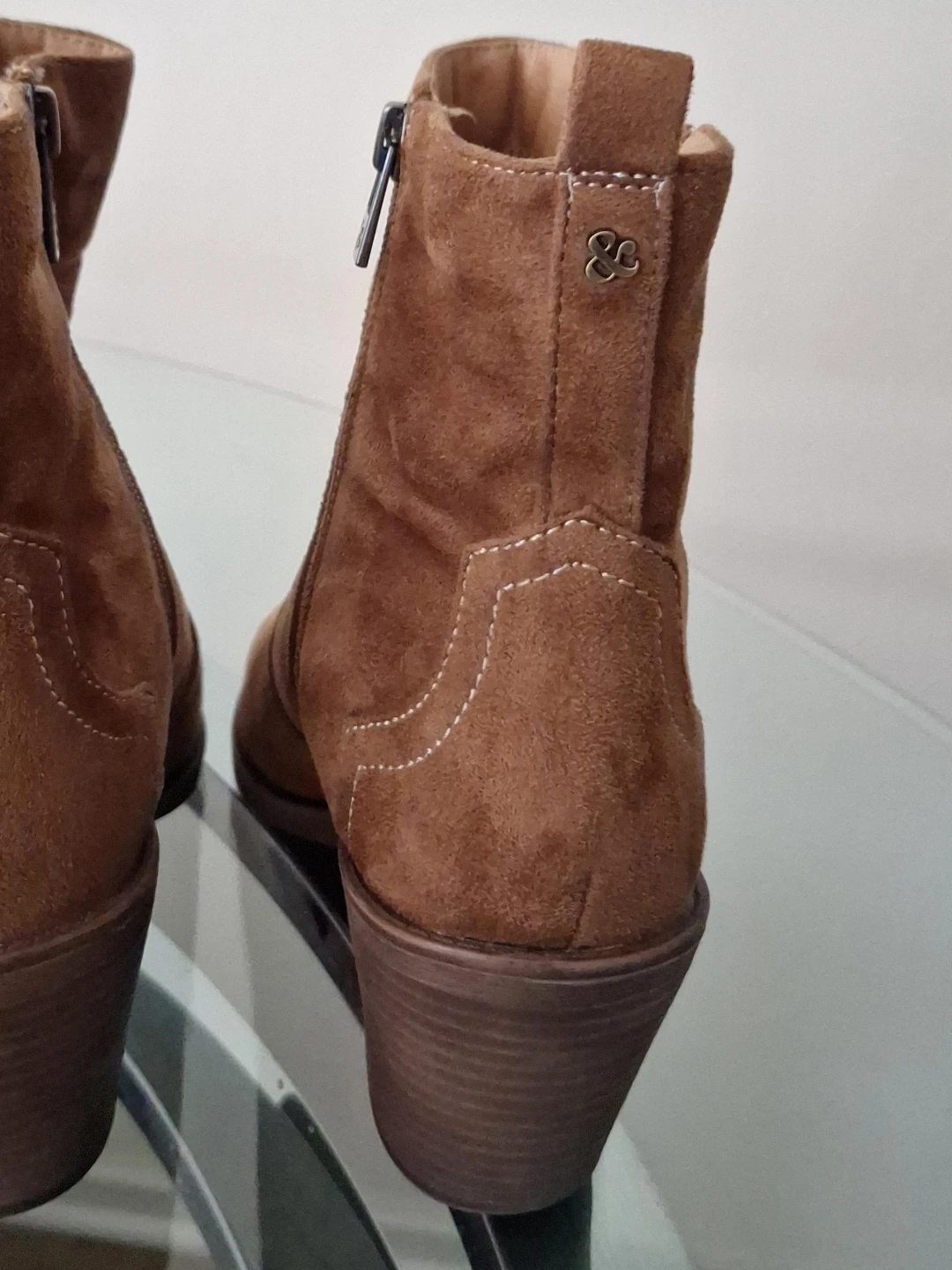 Brown Suede Ankle Boots with Side Zipper