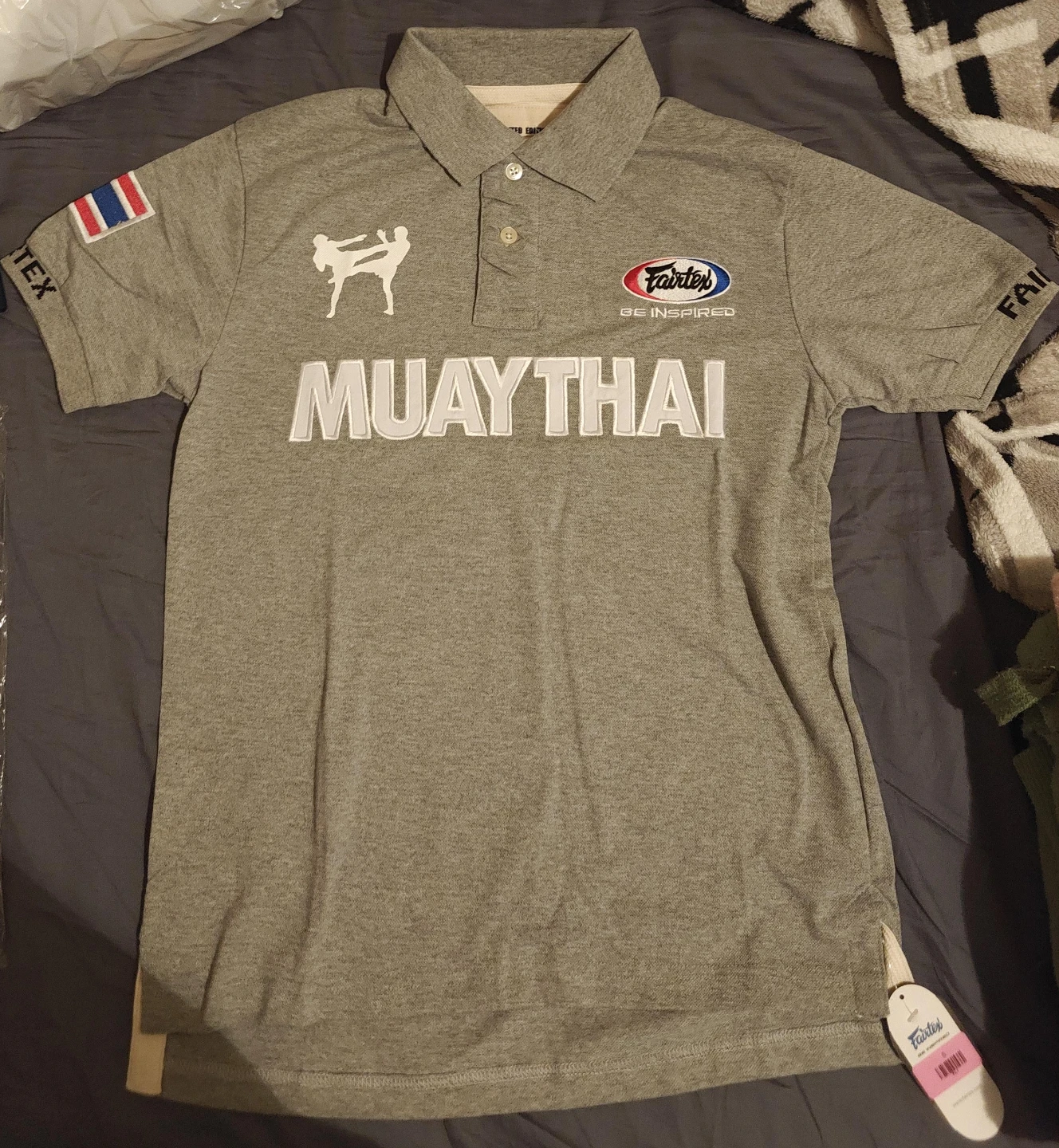 Fairtex PL1 Muay Thai Polo Shirt - Grey, Size S