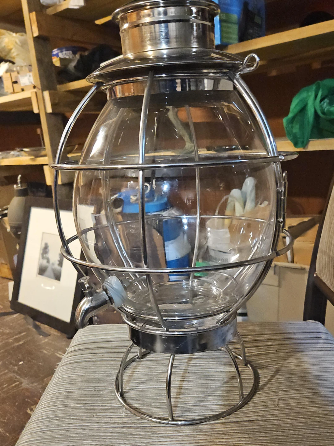 Glass Beverage Dispenser with Metal Stand