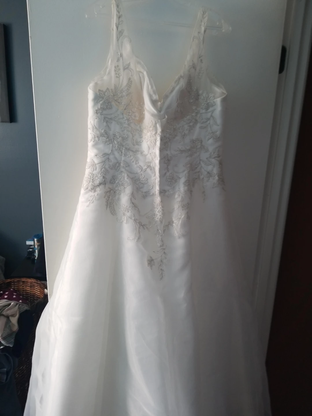 White Wedding Dress with Silver Embroidery