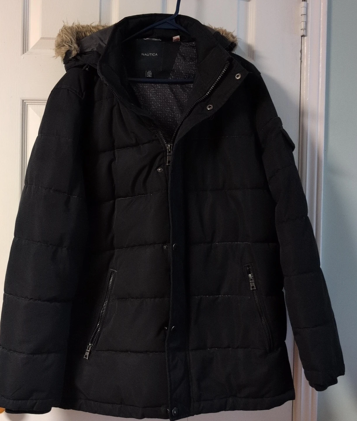 Nautica Puffer Jacket with Fur Trim Hood