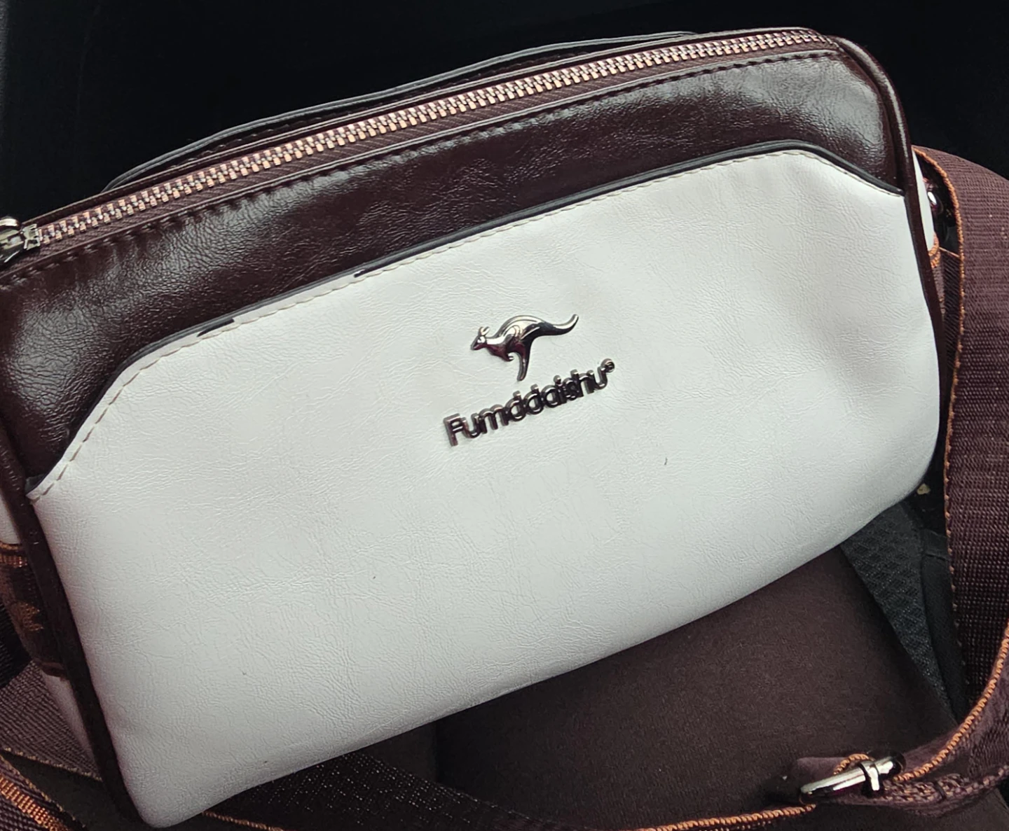 Fumddaihu White & Brown Crossbody Bag
