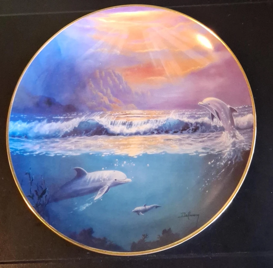 Dolphin Sunset Decorative Plate