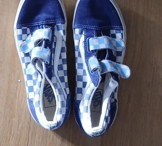 Vans Kids Checkerboard Blue Hook and Loop Sneakers