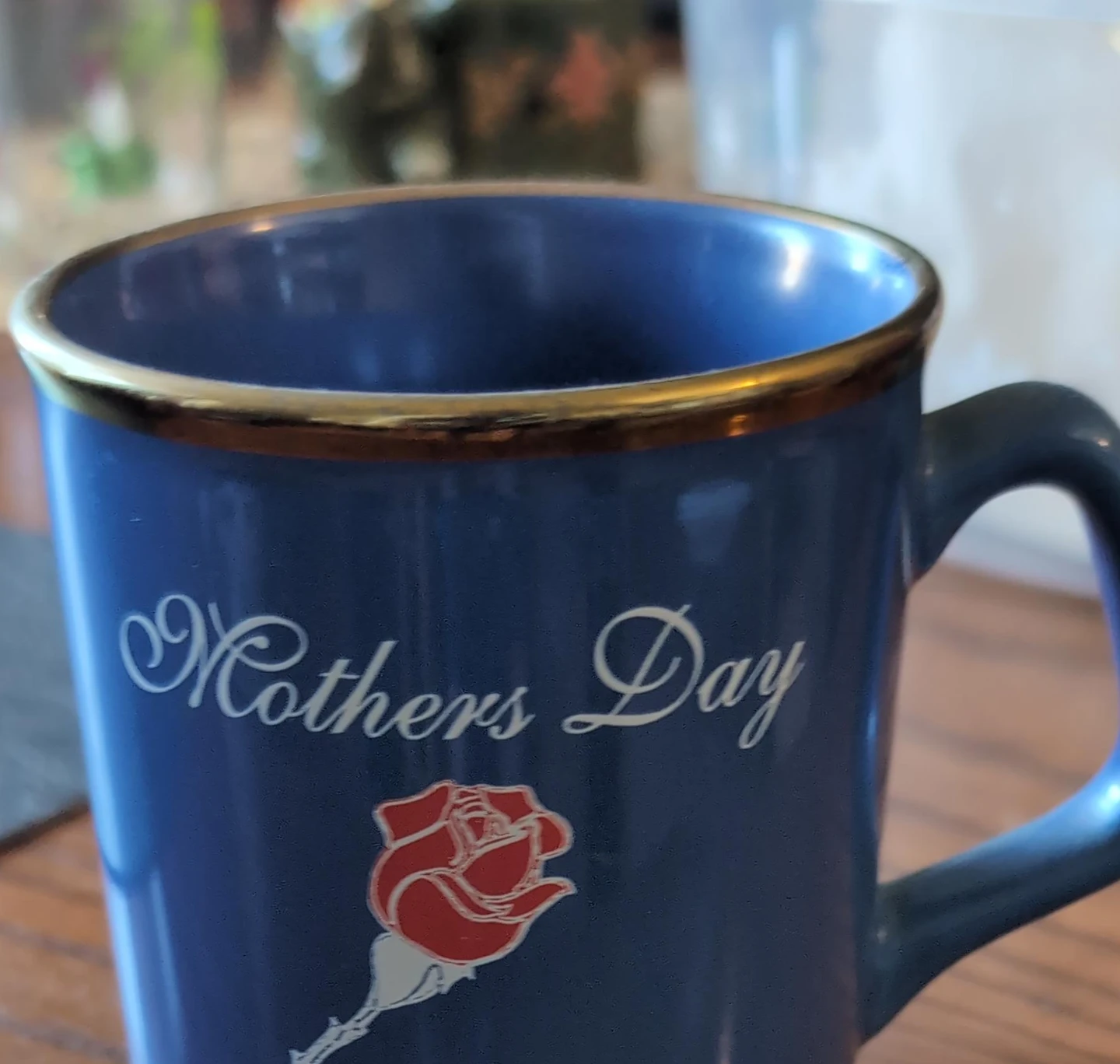 Blue Mothers Day Mug with Rose