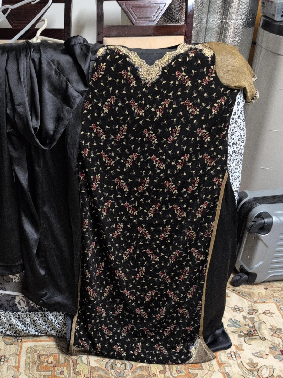 Black Floral Kurti with Gold Embroidery