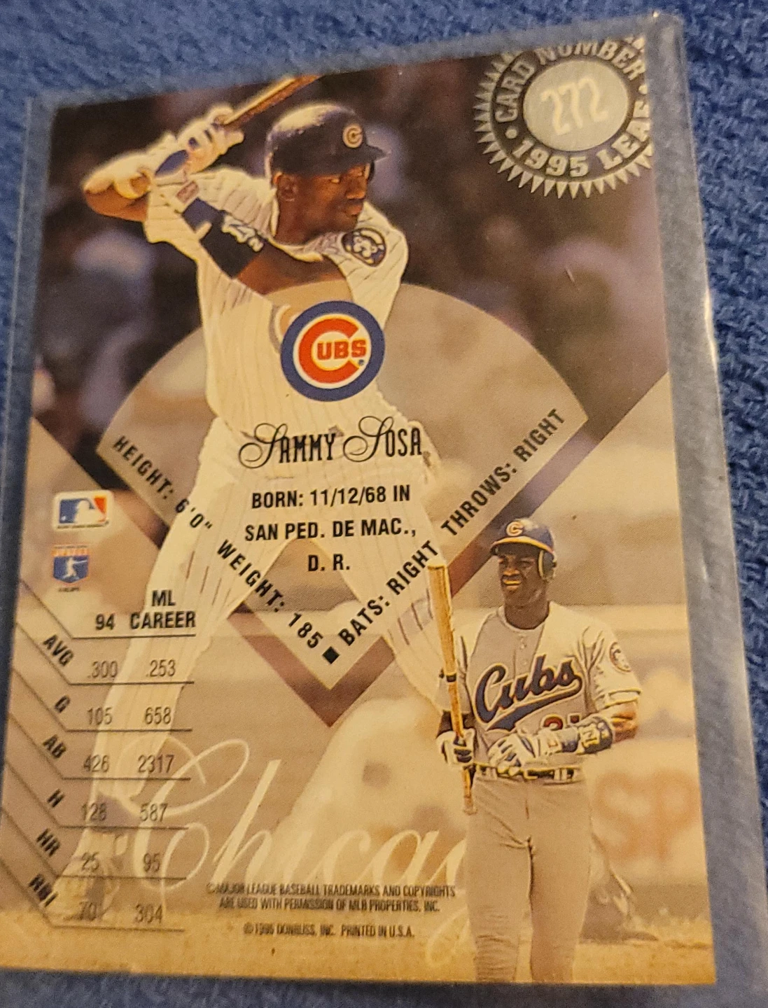 1995 Leaf Sammy Sosa Chicago Cubs Baseball Card