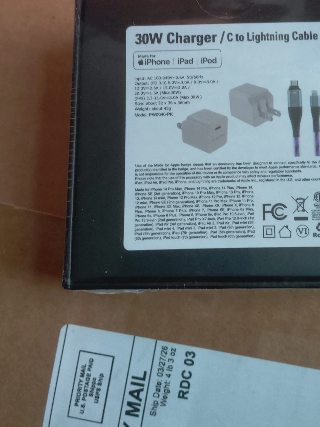 30W USB-C to Lightning Cable and Charger Set