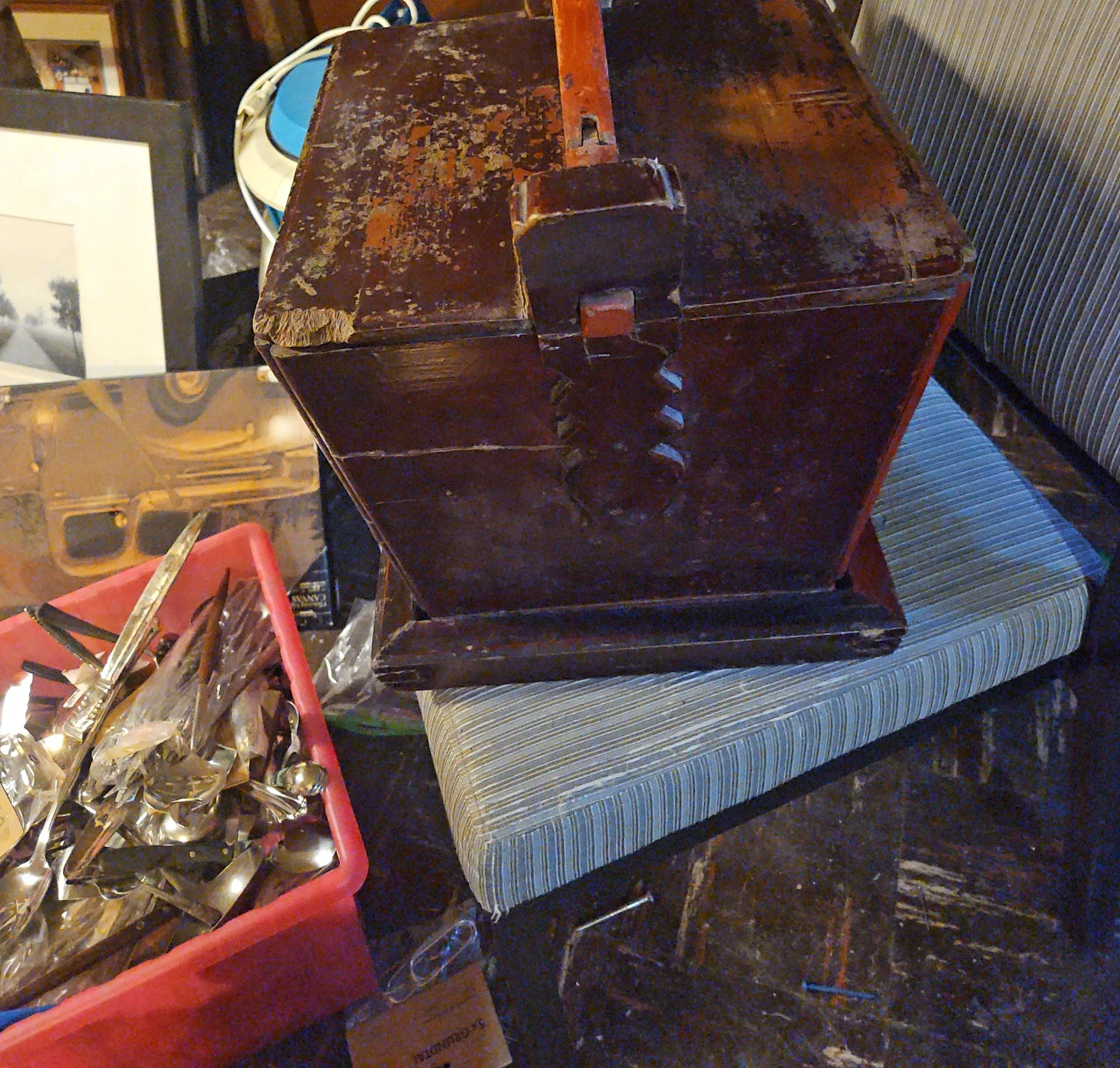 Vintage Wooden Carrier Box with Handle