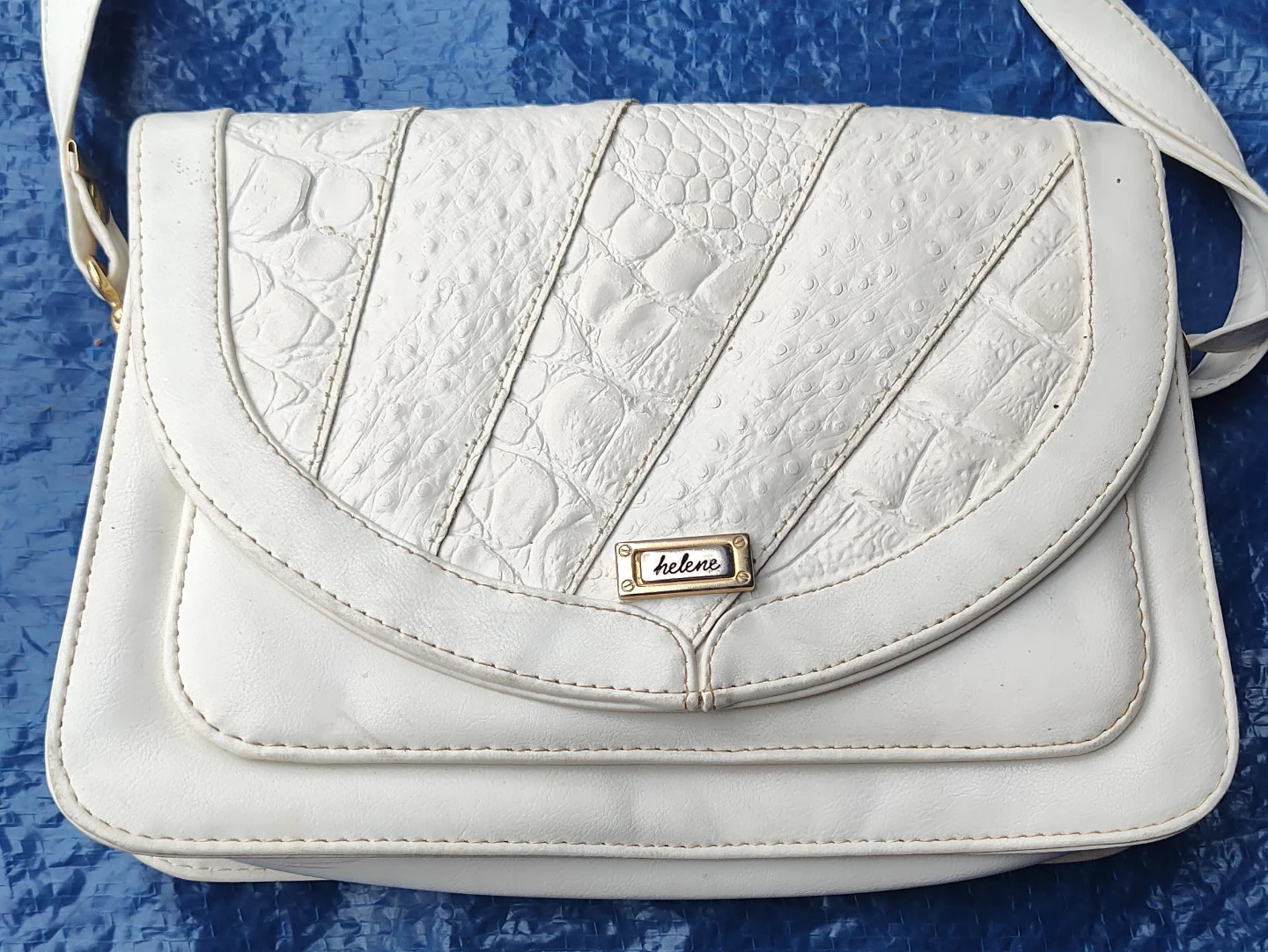 Helene White Faux Leather Shoulder Bag