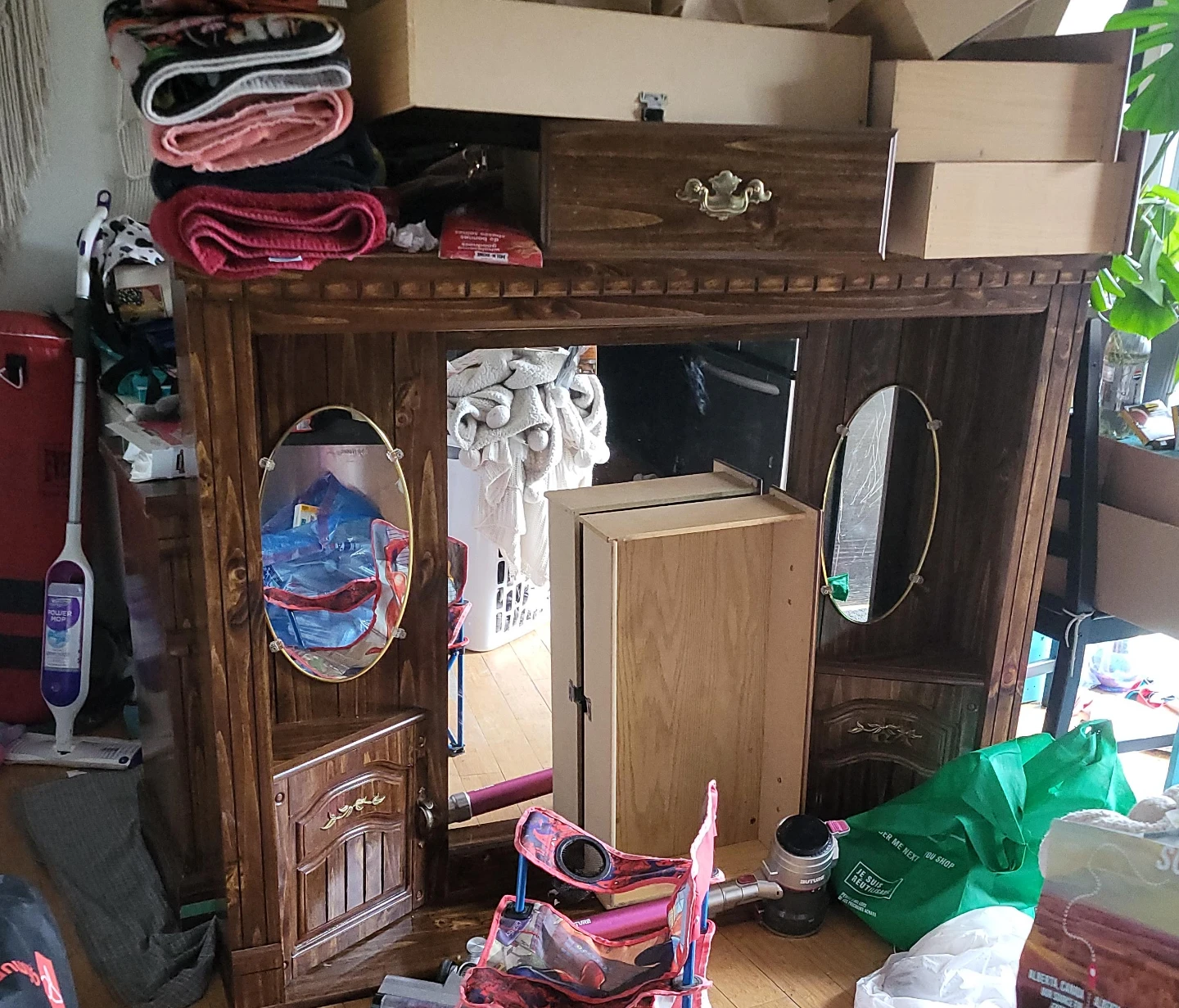 Wooden Vanity with Mirror