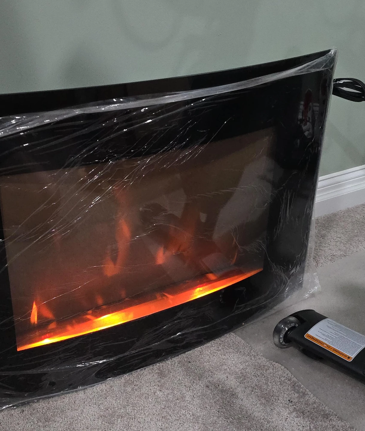 Curved Black Electric Fireplace