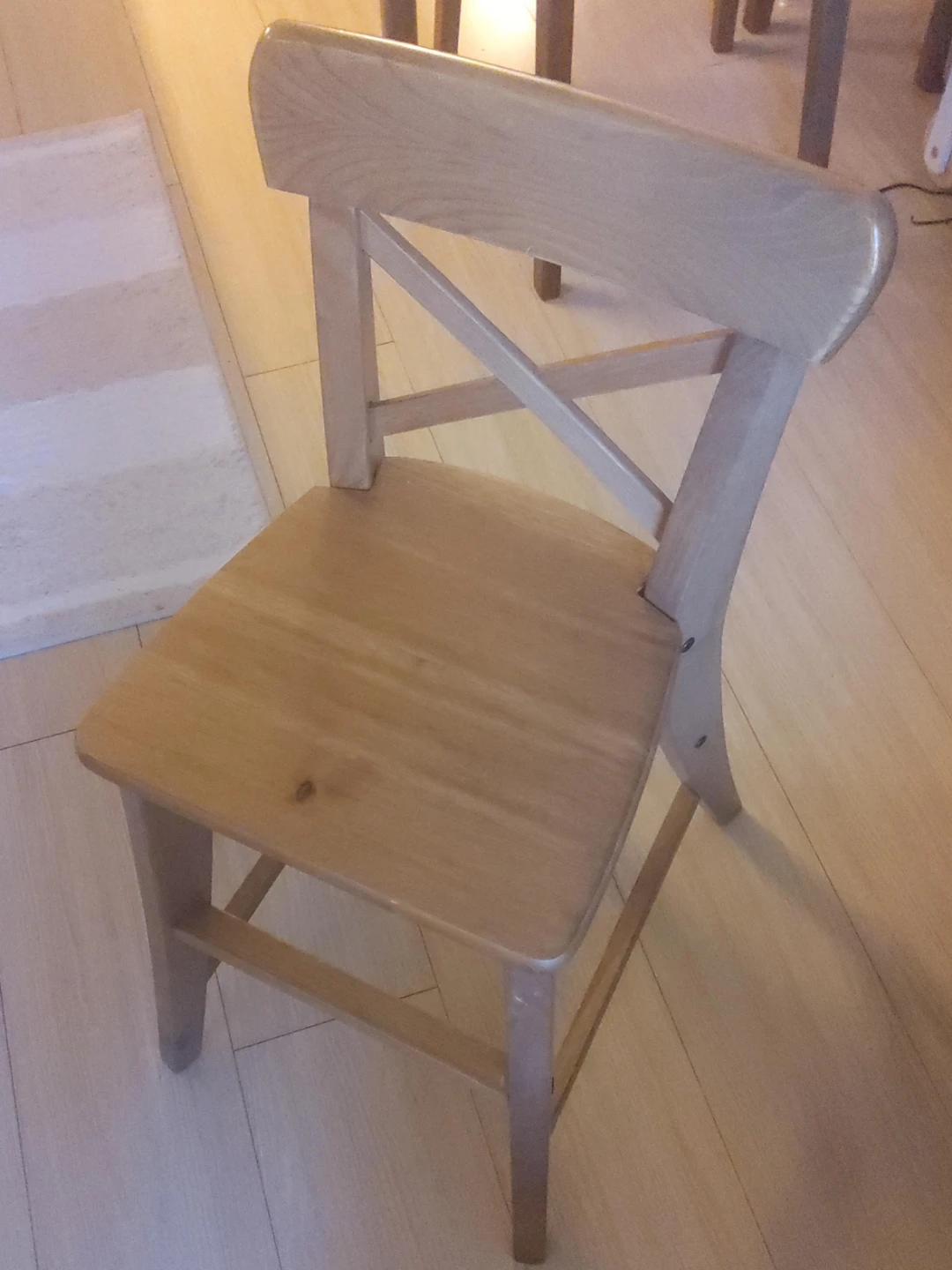 Junior chair, antique stain, kids dining chair.
