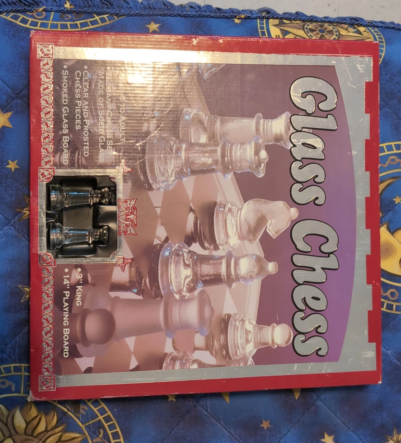 Glass Chess Set with 14" Playing Board and 3" King Pieces