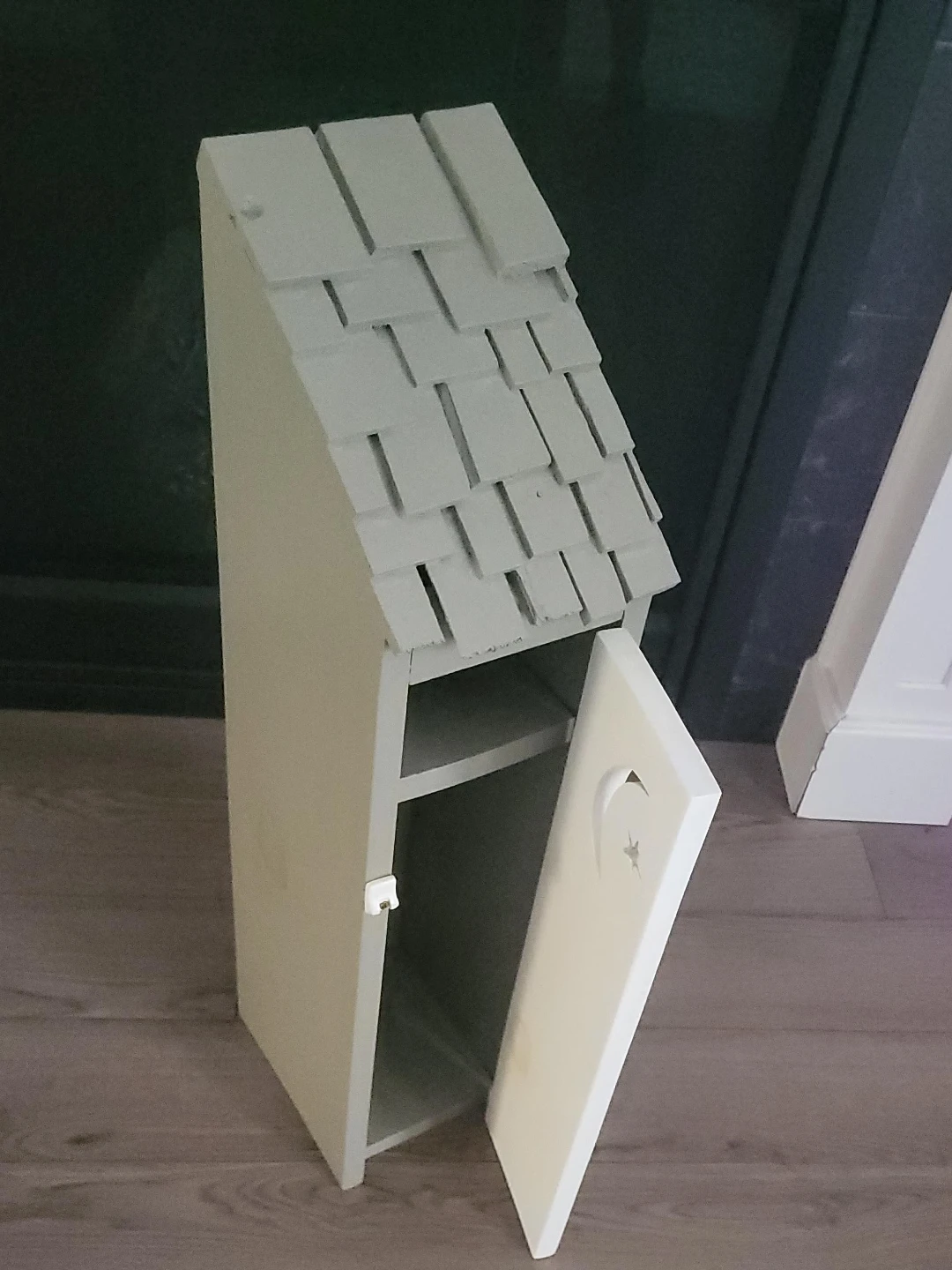 Wooden Storage Cabinet with Shingled Roof