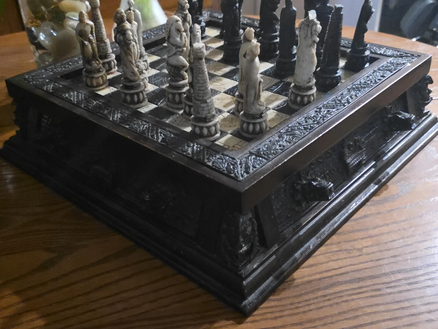 Ornate Chess Set with Decorative Box